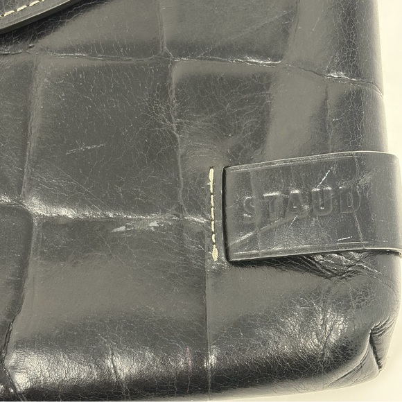 Staud Black Croc Embossed Holly Convertible Shoulder Bag - Picture 5 of 14